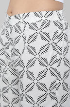Janasya Women's Black Cotton Block Print Kurta With Palazzo And Dupatta | Grocsy