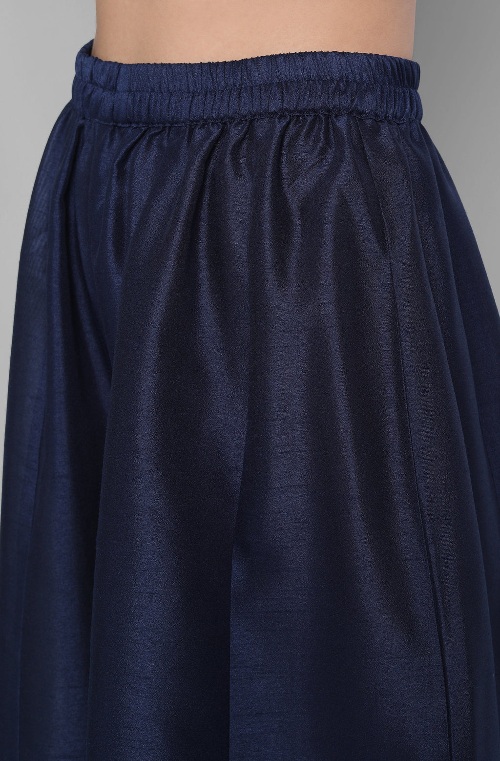 Janasya Women's Blue Poly Muslin Embroidered Kurta With Palazzo And Dupatta | Grocsy
