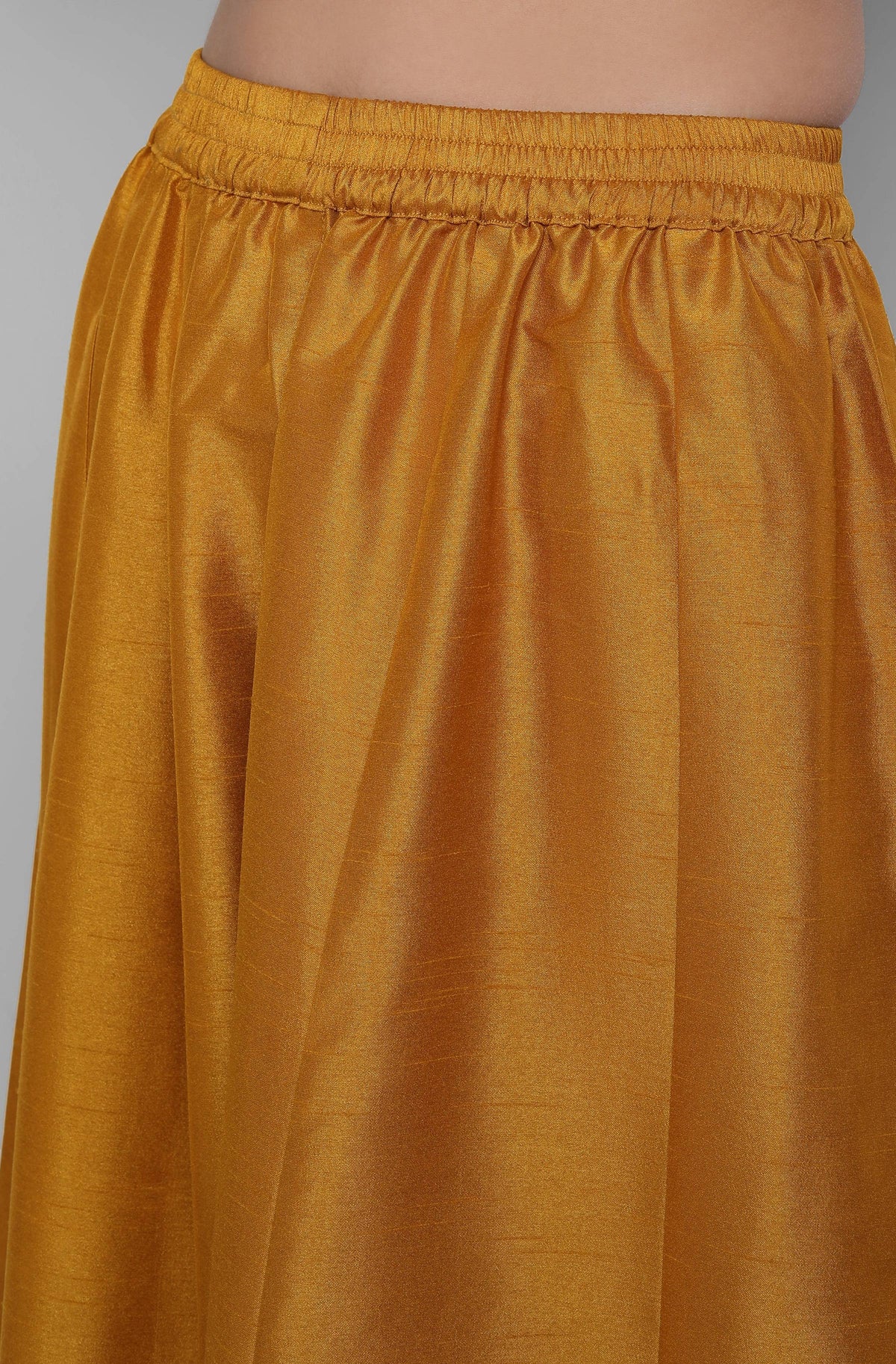 Janasya Women's Mustard Poly Muslin Embroidered Kurta With Palazzo And Dupatta | Grocsy