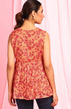 Janasya Women's Orange Poly Georgette Floral Print Regular Top | Grocsy