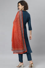 Janasya Women's Teal Rayon Solid Kurta With Pant And Dupatta | Grocsy