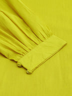 Janasya Women's Mustard Cotton Solid Drop-Waist Western Dress | Grocsy