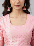 Janasya Women's Pink Poly Silk Gold Print Lehenga Choli With Dupatta | Grocsy