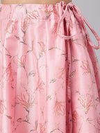 Janasya Women's Pink Poly Silk Gold Print Lehenga Choli With Dupatta | Grocsy