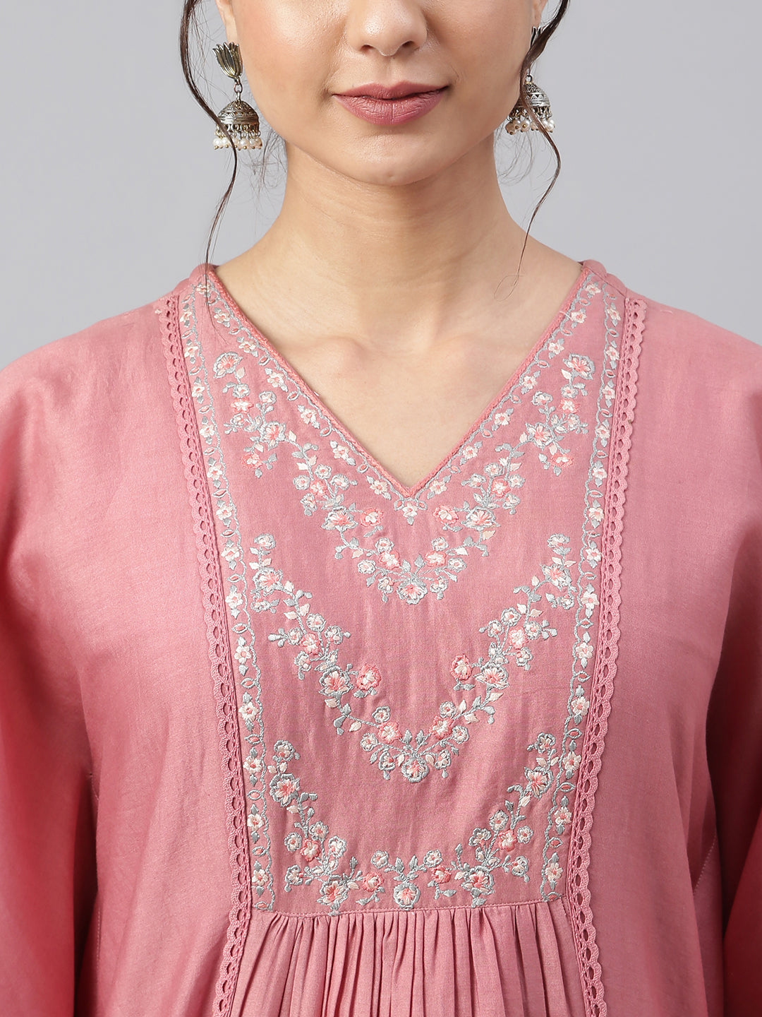 Janasya Women's Rose Red Polyester Solid Kurta With Pant | Grocsy