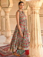 Janasya Women's Sea Green Cotton Floral Block Print Kurta With Pant And Dupatta | Grocsy