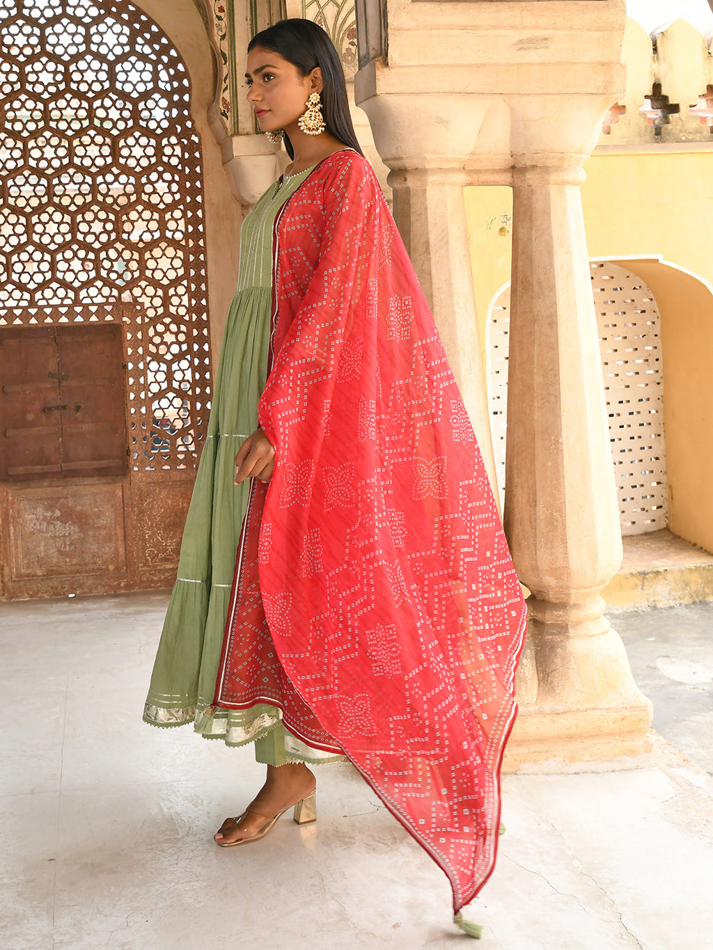 Janasya Women's Pastel Green Cotton Solid Kurta With Pant And Dupatta | Grocsy
