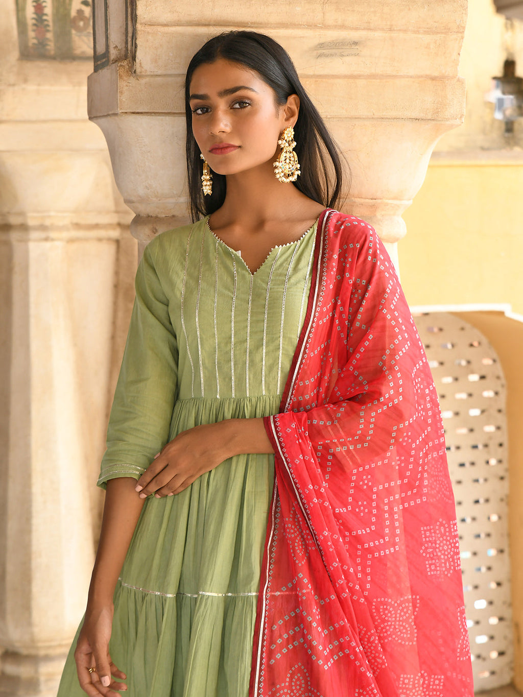Janasya Women's Pastel Green Cotton Solid Kurta With Pant And Dupatta | Grocsy