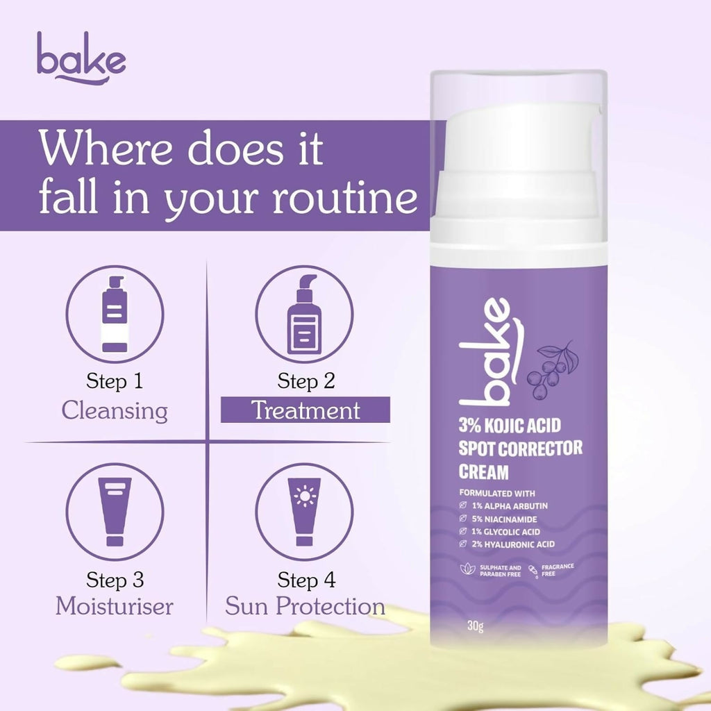 BAKE 3% Kojic Acid Spot Corrector Cream with Alpha Arbutin for Pigmentation | Grocsy