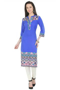 Blue Elegant Kurti With Contrast Panel - G & A Apparels | Grocsy