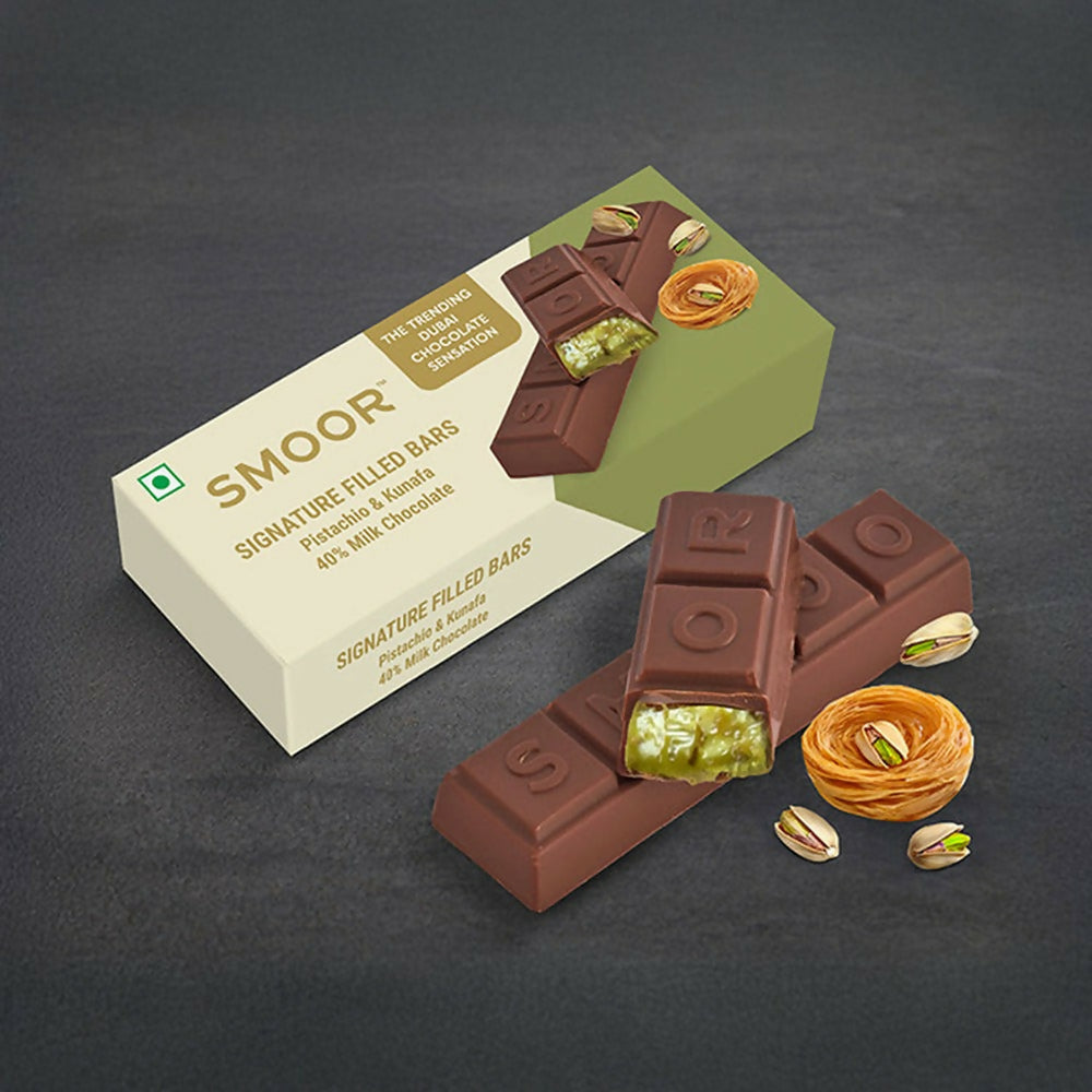 Smoor Signature Filled Pistachio & Kunafa Bar Chocolate | Grocsy