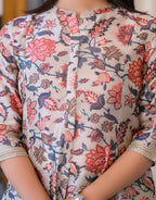 Juniper Women's Off White Floral Printed Silk Kurta Set With Sequins | Grocsy