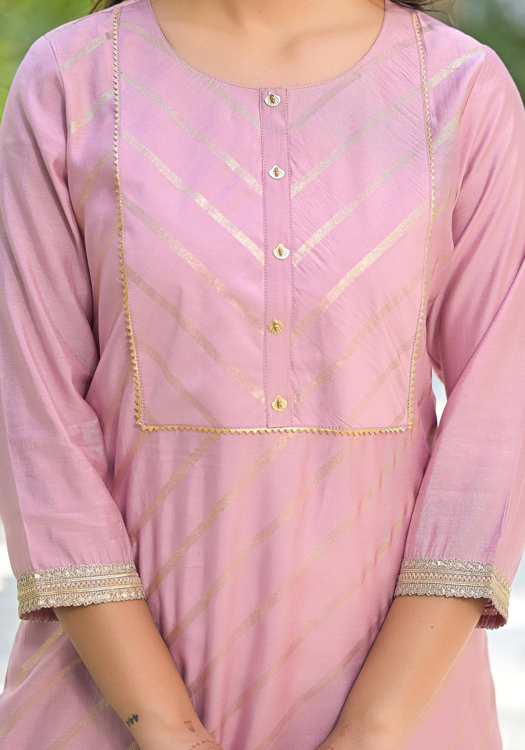 Juniper Women's Pink Floral Printed A-Line Tusser Silk Kurta | Grocsy