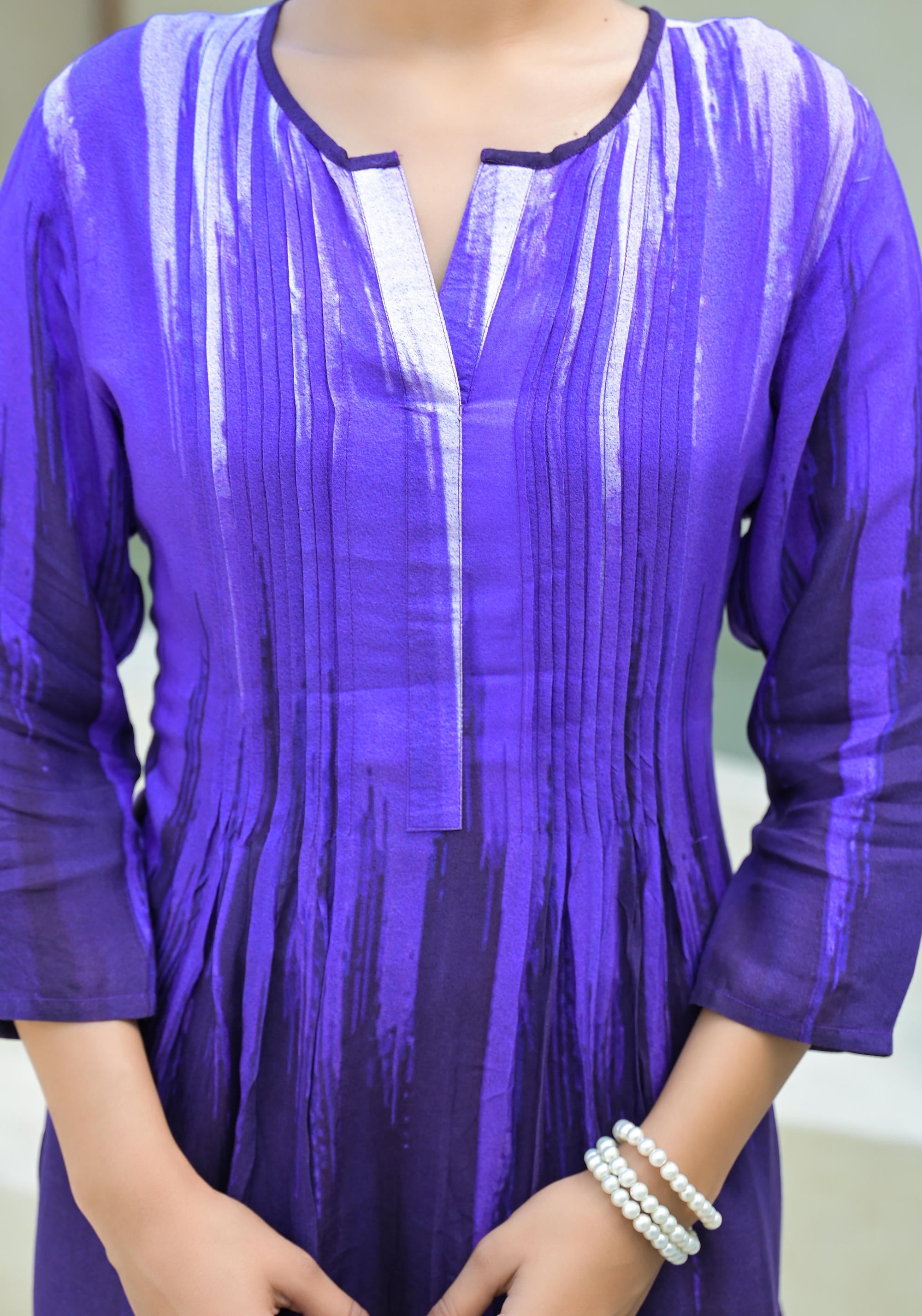 Juniper Purple women muslin dress with vibrant tie & dye print | Grocsy