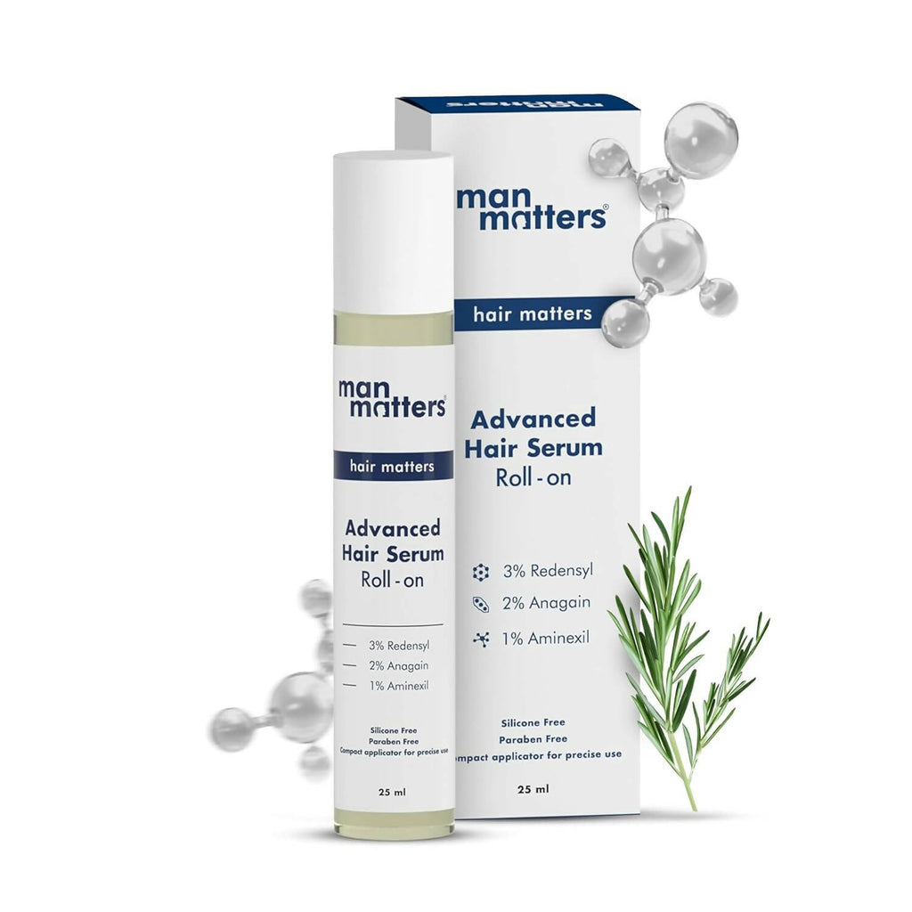 Man Matters Advanced Hair Growth Rosemary Serum Roll on, 3% Redensyl,2% Anagain,1% Aminexil & Rosemary Leaf Extract | Grocsy