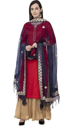 Mominos Fashion Navy Blue Orgenza Gotta Patti Dupatta | Grocsy