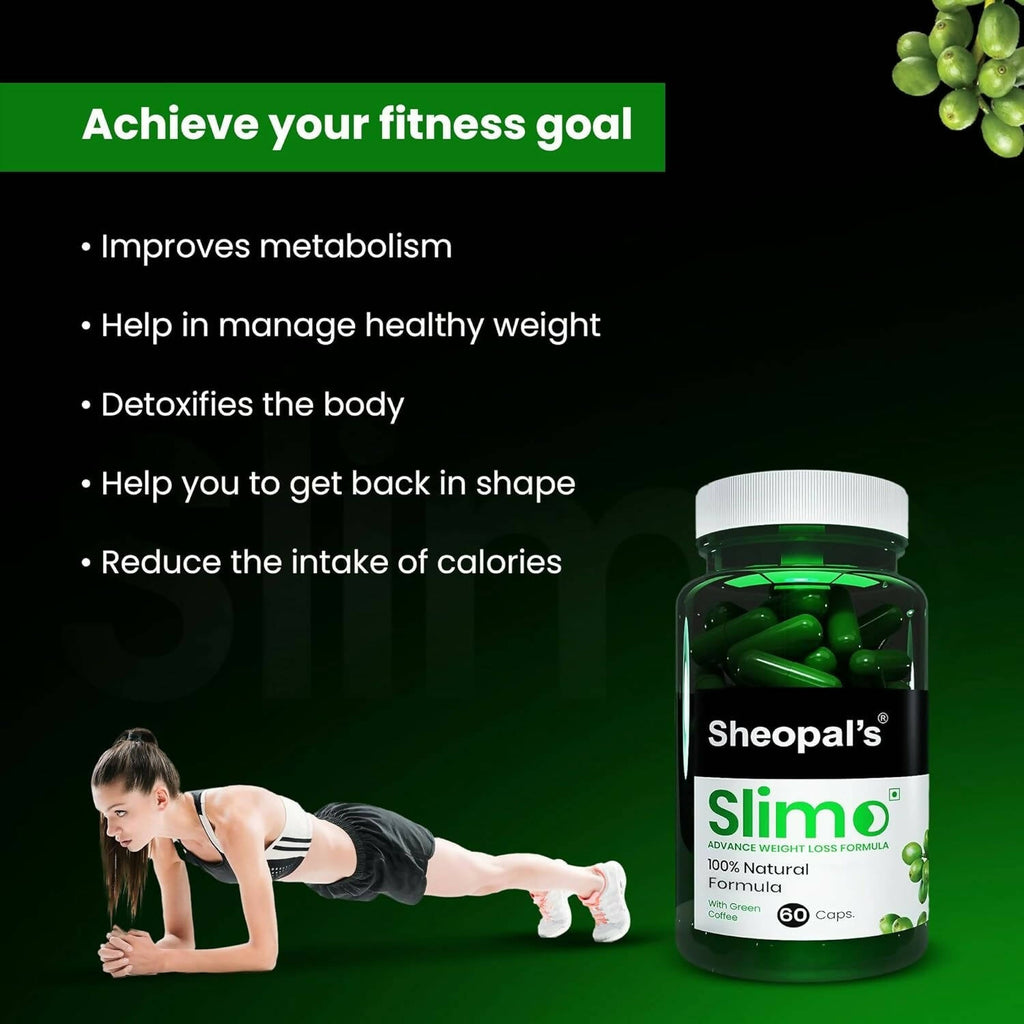 Sheopal's Slimo Pure & Natural Green Coffee Extract Capsules | Grocsy