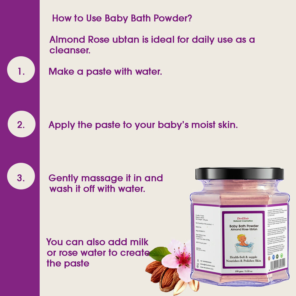 DevElixir Baby Bath Powder Almond Rose | Grocsy