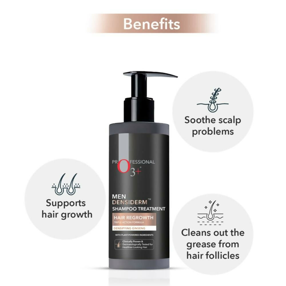 Professional O3+ Men Densiderm Anti Hair Loss Shampoo For Dense Hair & Regrowth | Grocsy