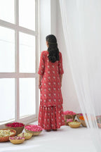 Designer Stylish Red Muslin Stitched Suit With Dupatta - Anbazaar | Grocsy