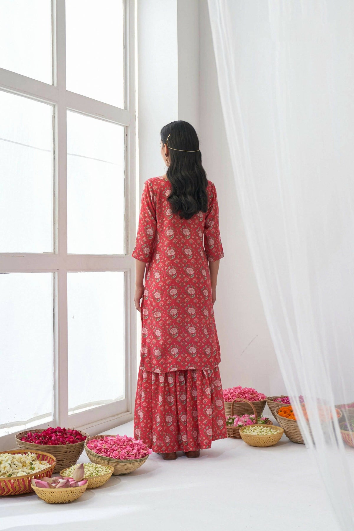 Designer Stylish Red Muslin Stitched Suit With Dupatta - Anbazaar | Grocsy