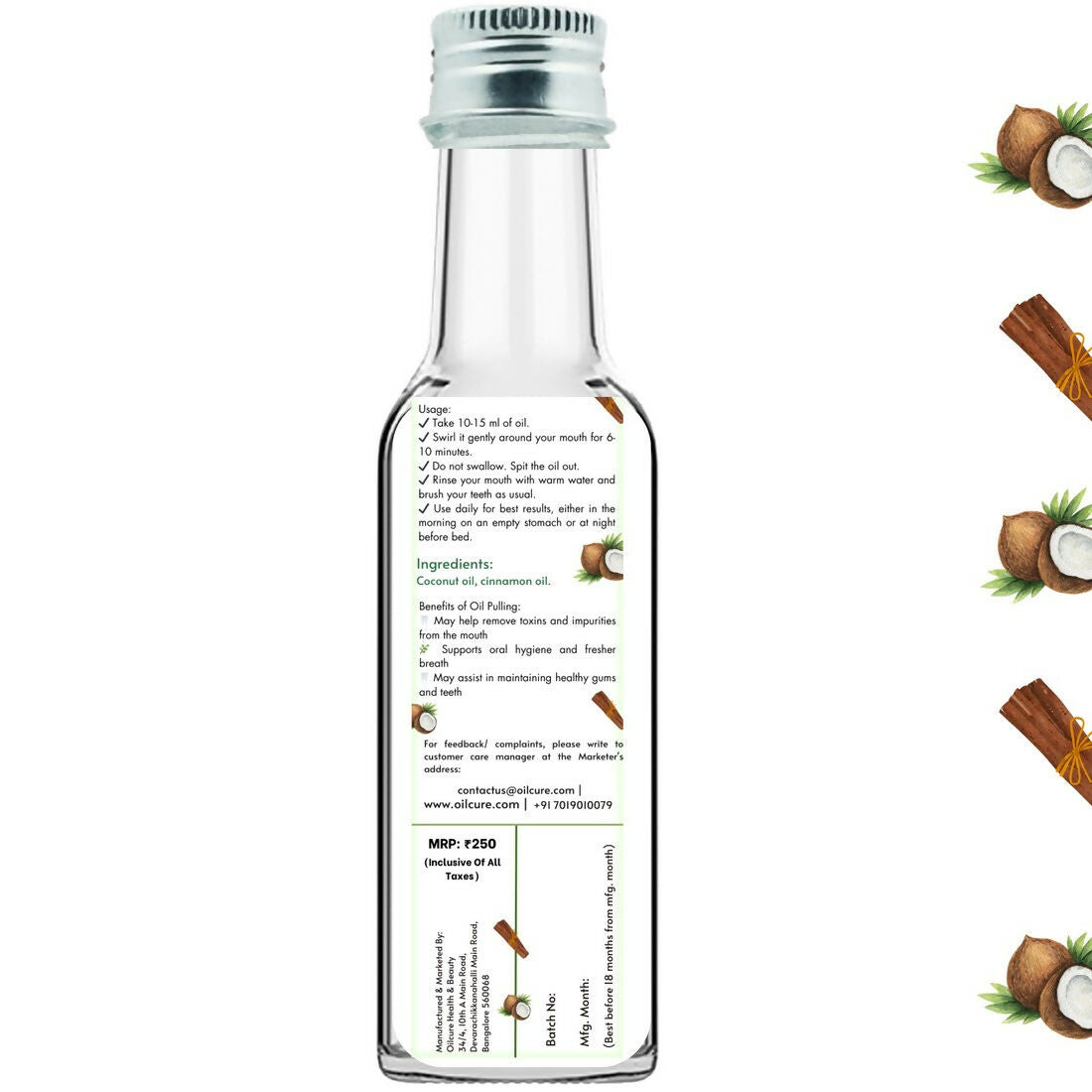 Oilcure Coconut Cinnamon Oil Pulling | Grocsy