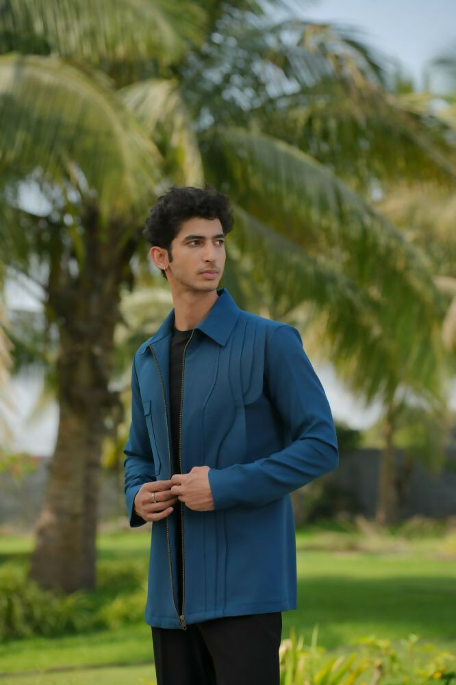 Sleek Teal Blue Shacket by Hilo Design | Grocsy