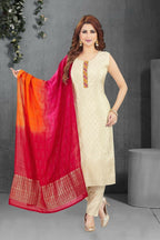 Joban Fashion Jacquard Cream Color Kurta Set | Grocsy