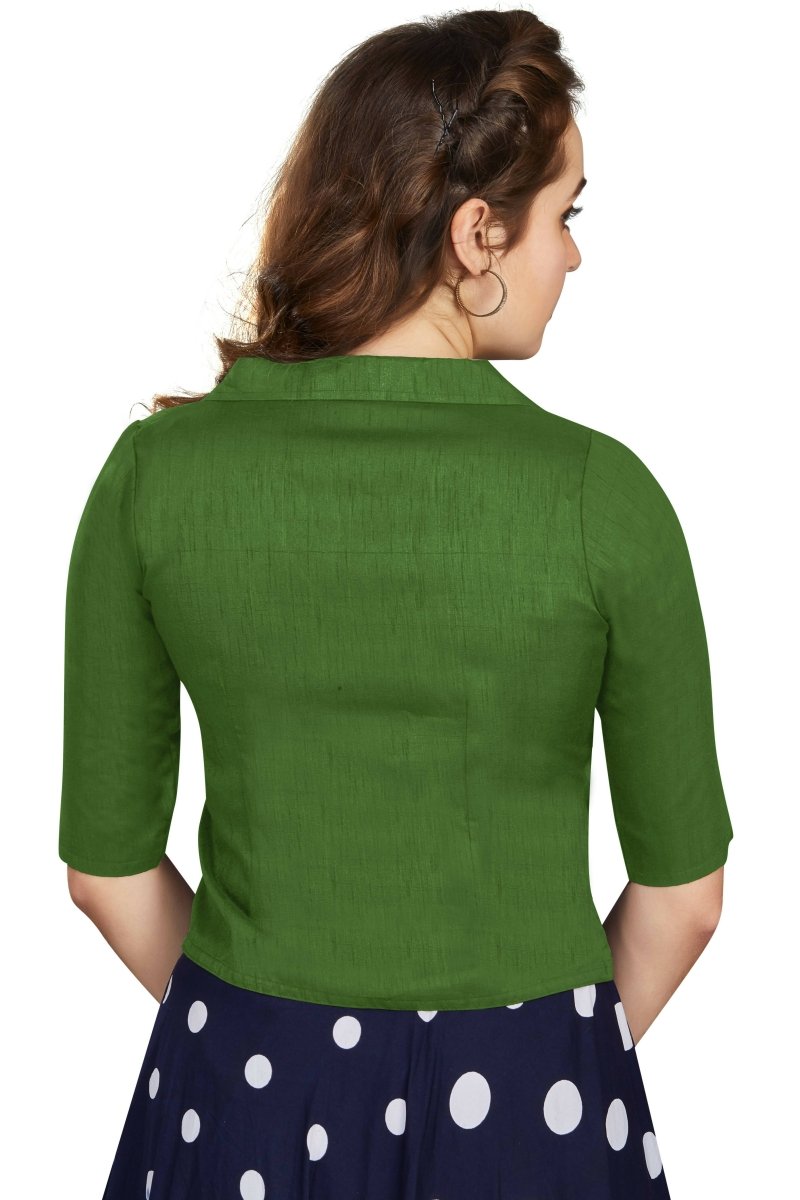 Aastha Fashion Women's Women's Green Art Silk Button Readymade Blouse | Grocsy