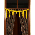 Tied Ribbons Yellow Entrance Hanging Marigold Flowers Bandhanwar Toran Garland with Bells | Grocsy