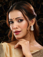 Ruby Raang Gold Polished Multicolour White Kundan Loops | Grocsy