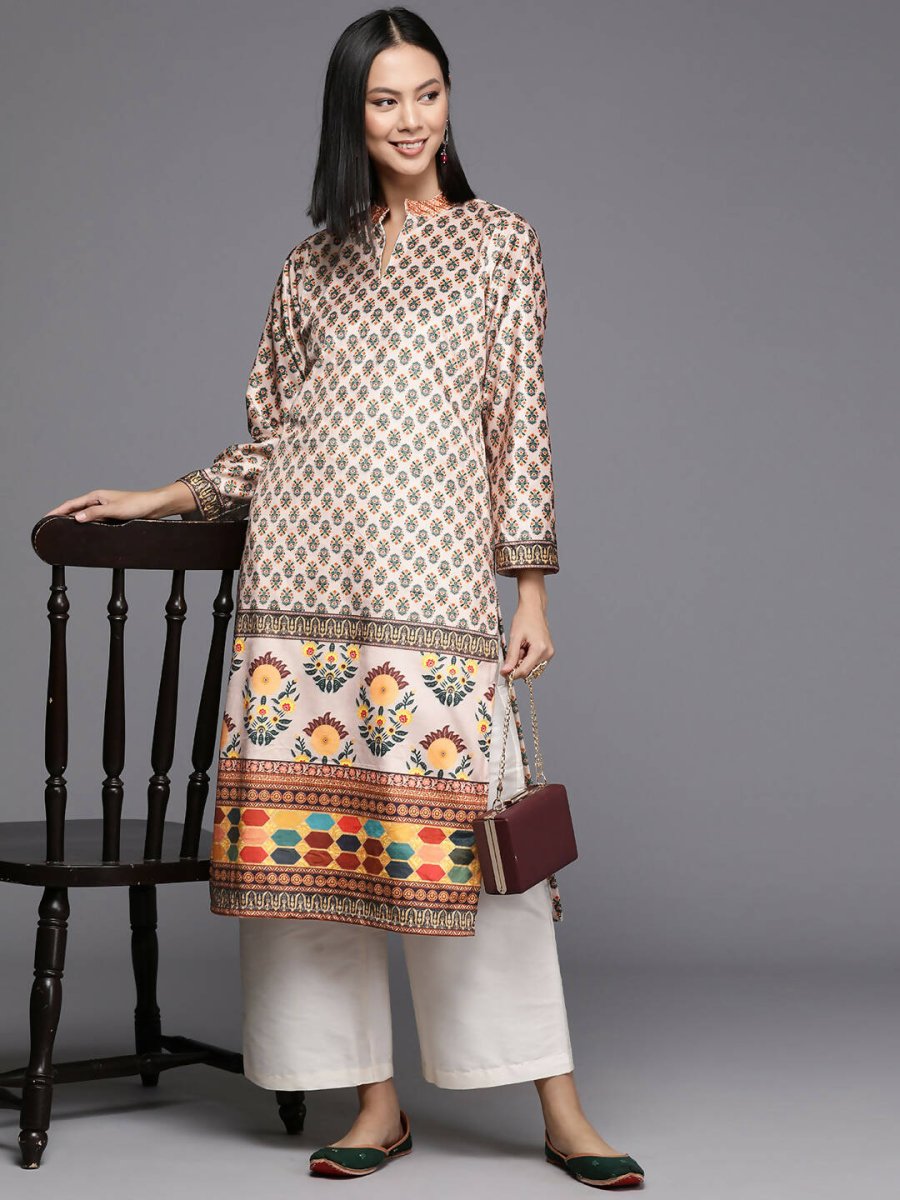 Ahalyaa Women's Traditional wear Kurta - Nude | Grocsy