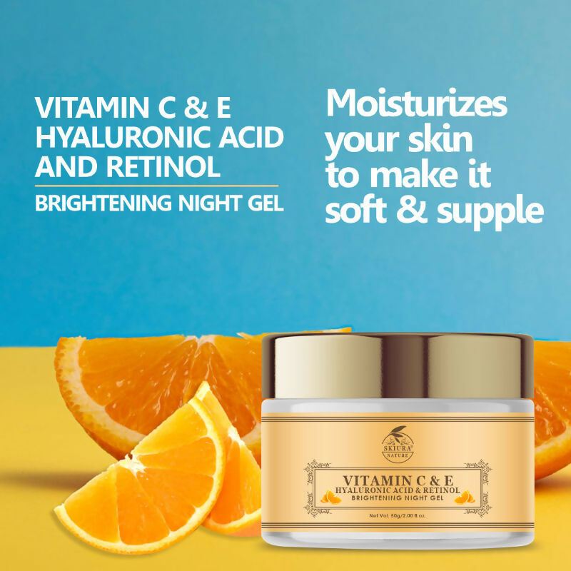 Skiura Nature Vitamin C With E Hyaluronic Acid & Retinol Brightening Night Gel | Grocsy