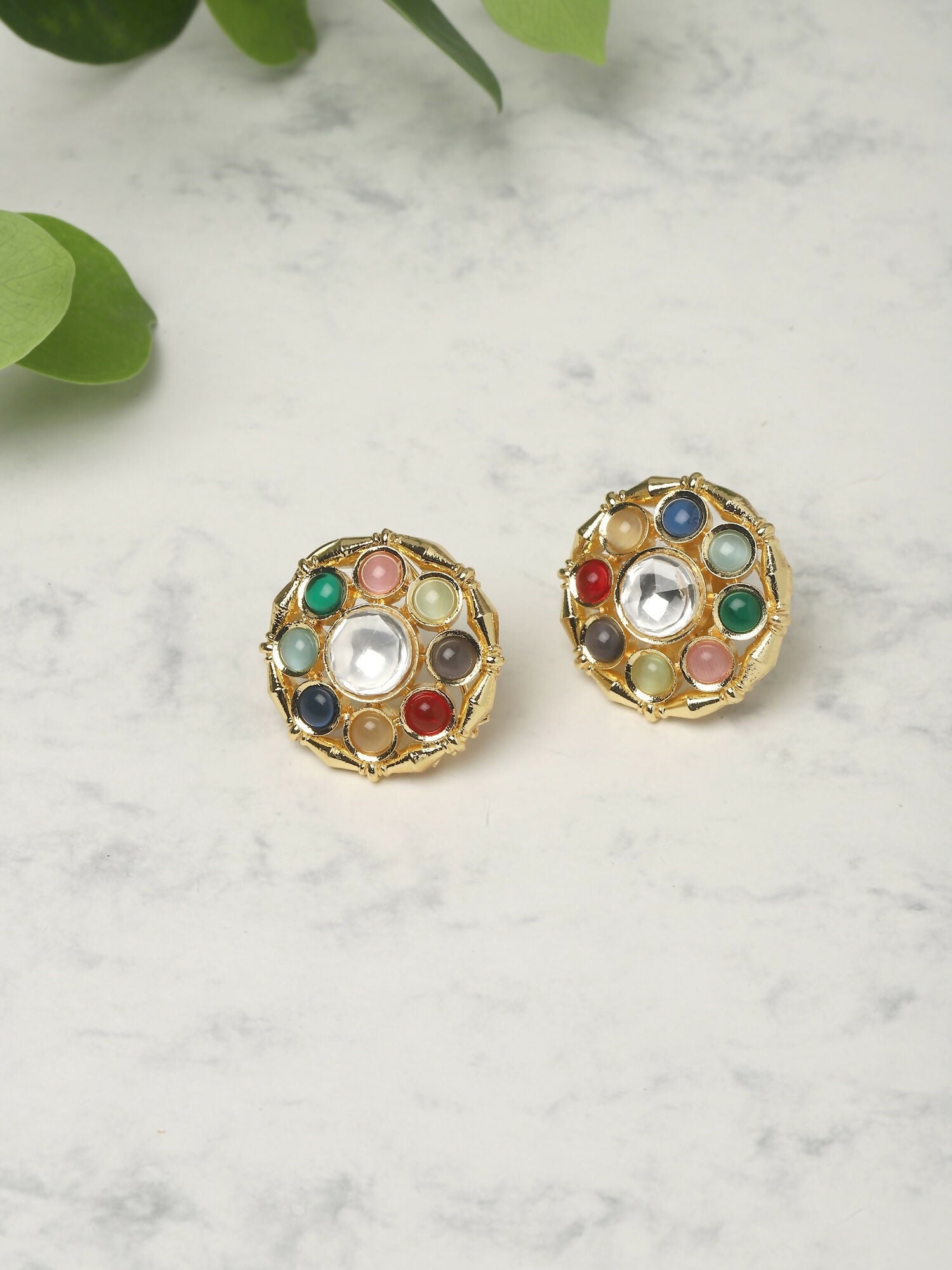 Multi Kundan Studs- Ruby Raang | Grocsy