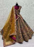 Jyoti Fashion Women's Multicolor Velvet Fancy Patch, Multi Thread Embroidered, Zircon Diamond, Sequins Work Wedding Lehenga Choli | Grocsy