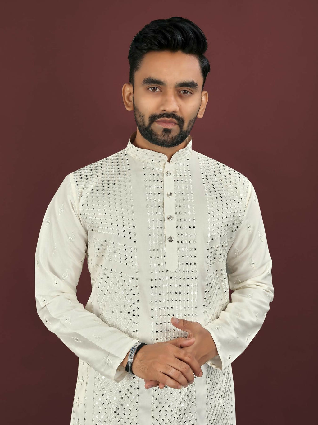 Anaita White Embroidered Silk Straight Kurta | Grocsy