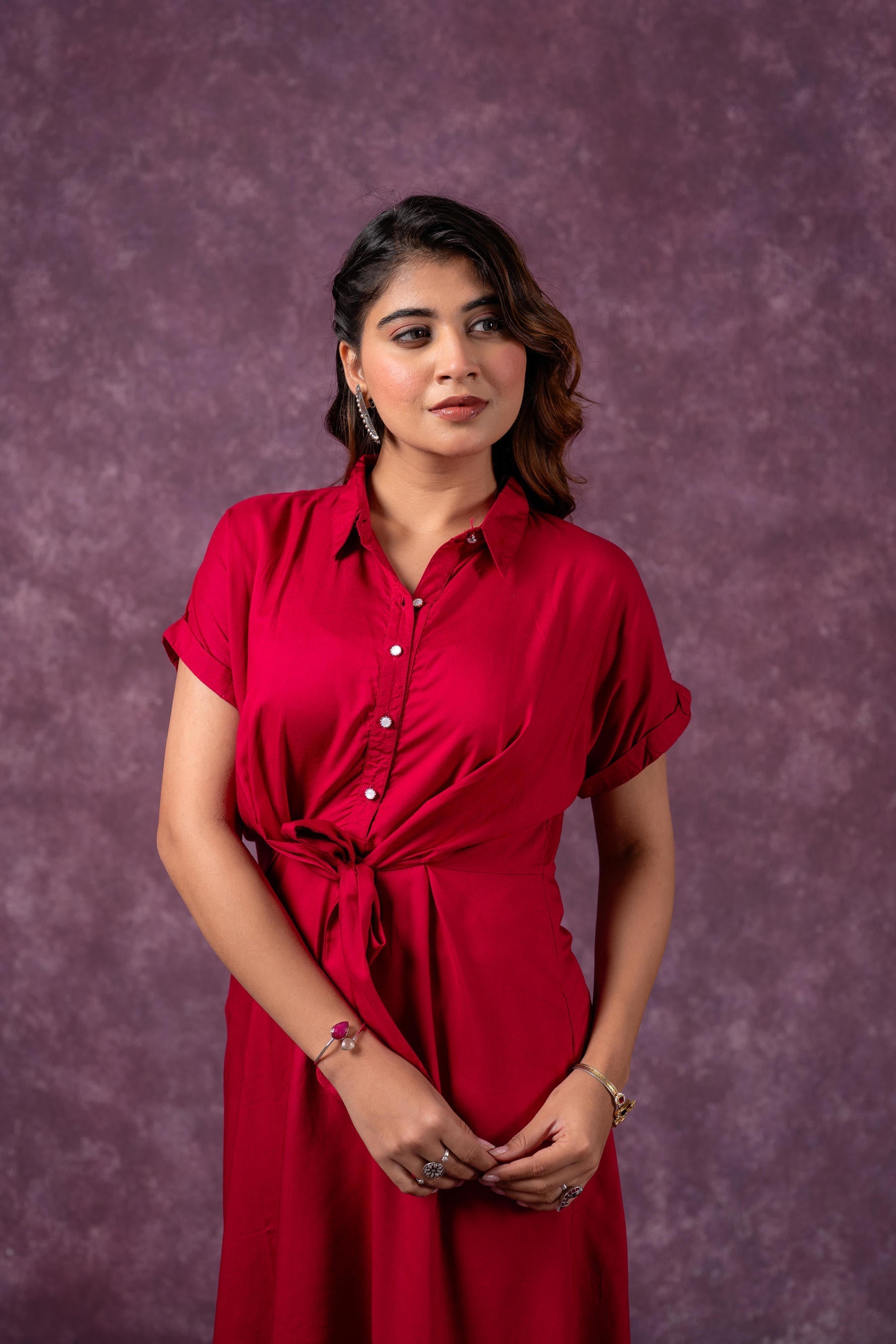 Juniper Scarlet Knot Shirt Dress | Grocsy