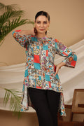 Juniper Multi Patchwork Printed Asymmetric Tunic | Grocsy
