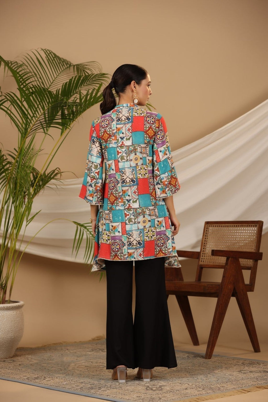 Juniper Multi Patchwork Printed Asymmetric Tunic | Grocsy