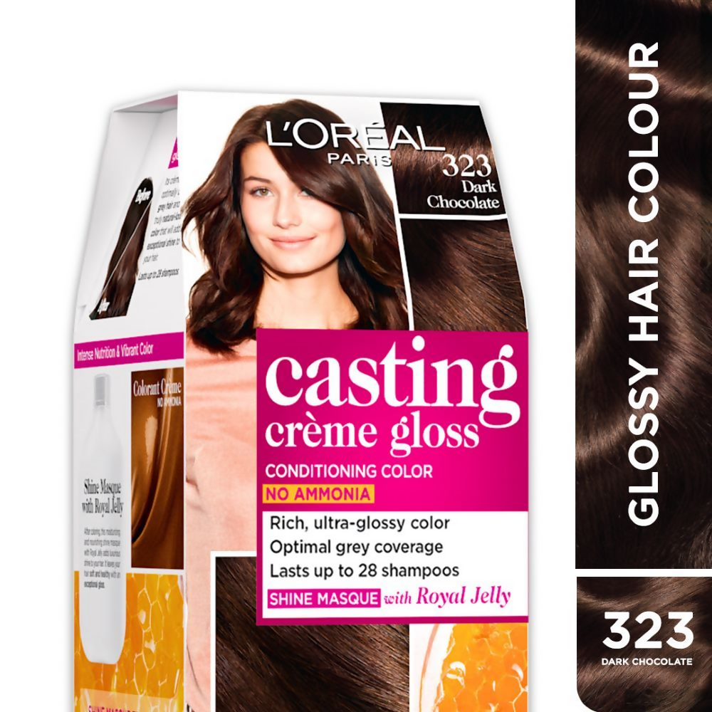 L'Oreal Paris Casting Creme Gloss Conditioning Hair Color - Dark Chocolate 323 | Grocsy