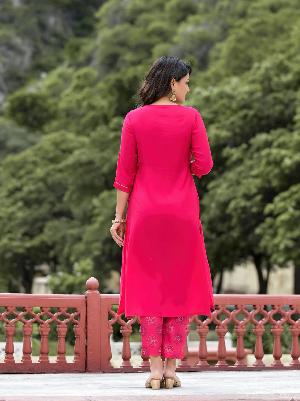 Juniper Women's Pink Viscose Rayon Solid Kurta Set | Grocsy