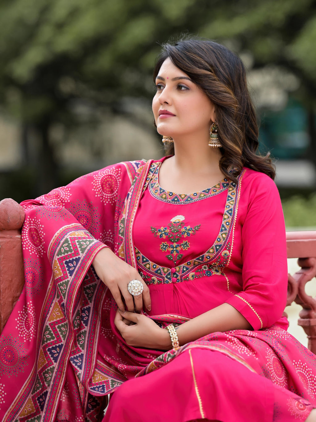 Juniper Women's Pink Viscose Rayon Solid Kurta Set | Grocsy