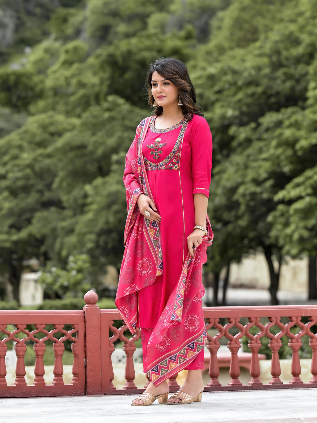 Juniper Women's Pink Viscose Rayon Solid Kurta Set | Grocsy