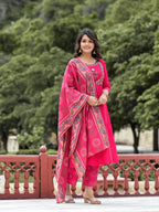 Juniper Women's Pink Viscose Rayon Solid Kurta Set | Grocsy