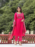 Juniper Women's Pink Viscose Rayon Solid Kurta Set | Grocsy
