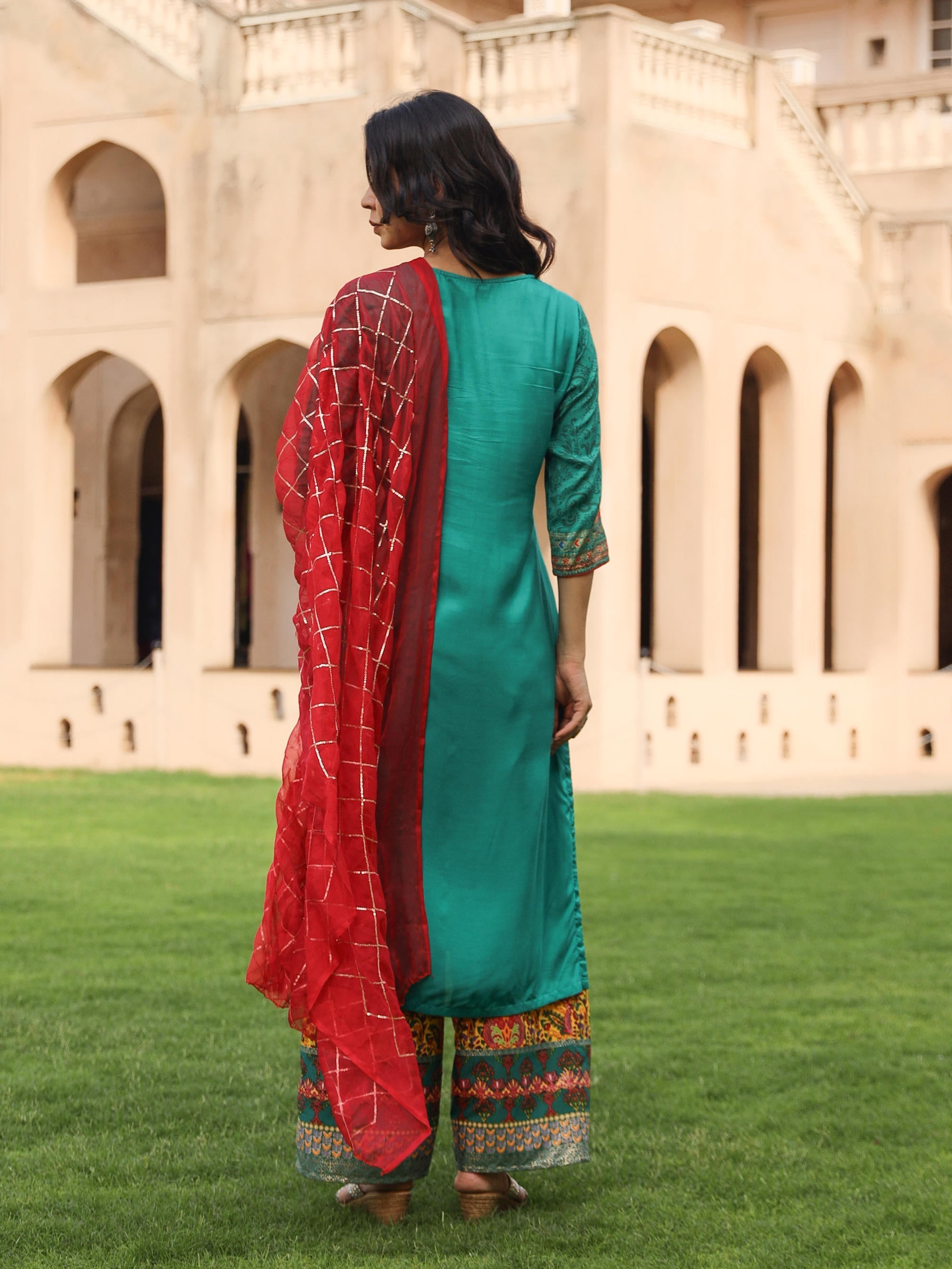 Juniper Women's Green Viscose Rayon Printed Kurta Set | Grocsy