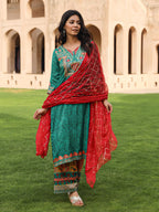 Juniper Women's Green Viscose Rayon Printed Kurta Set | Grocsy