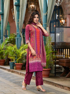 Juniper Plum Ethnic Motif Printed Liva Rayon Kurta Set With Coins | Grocsy