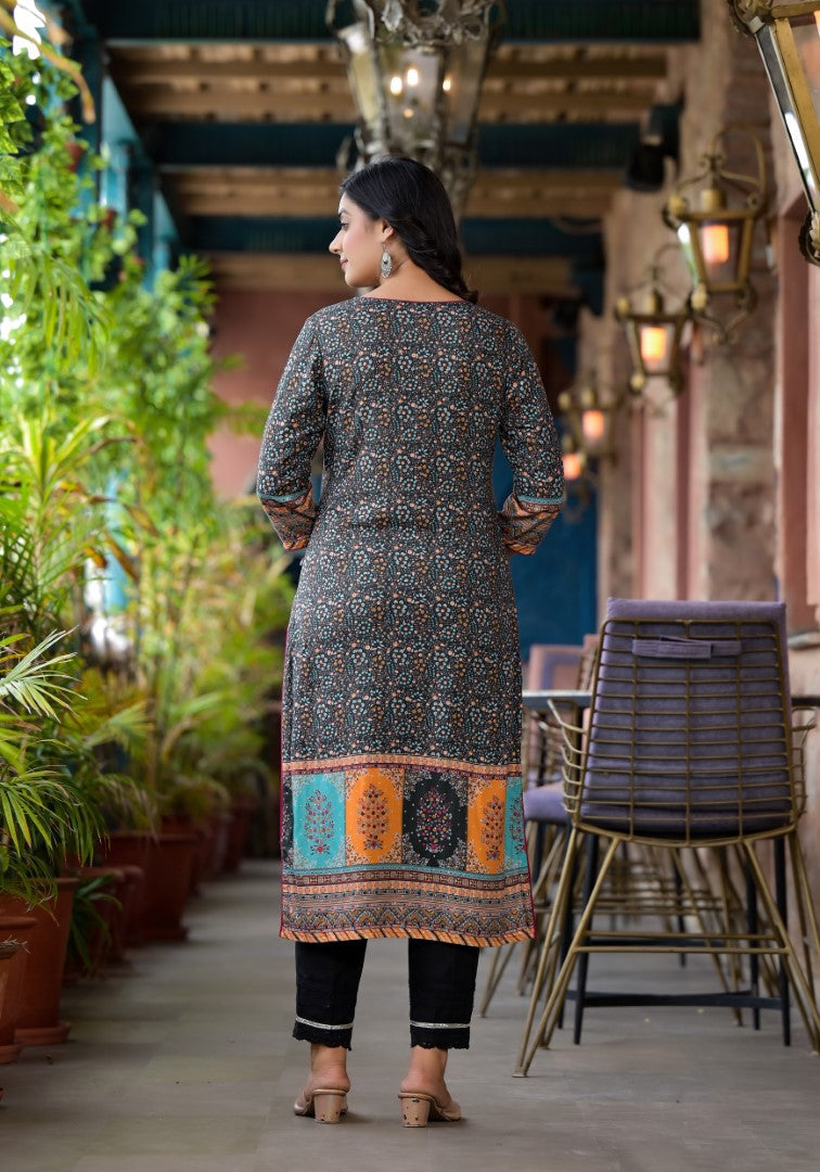 Juniper Multi-Panel Ethnic Printed Straight Kurta | Grocsy
