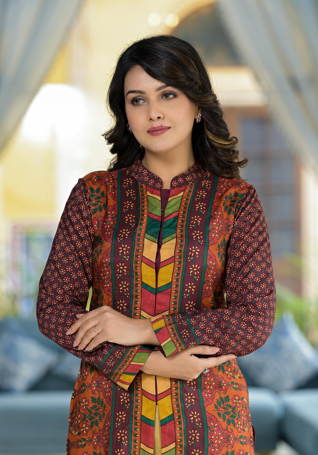 Juniper Multi Ethnic Motif Printed Viscose Tunic For Women | Grocsy